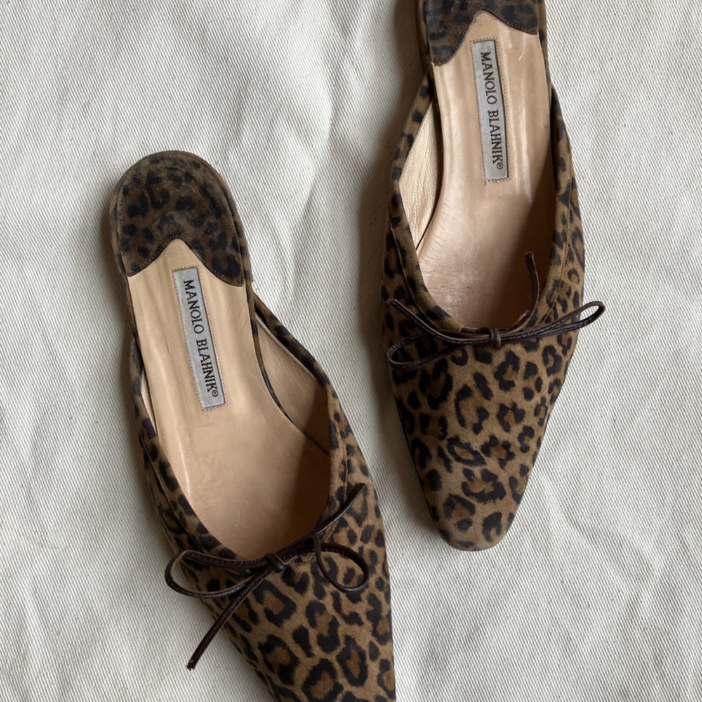 Manolo Blahnik Leopard Print Ballet Mule